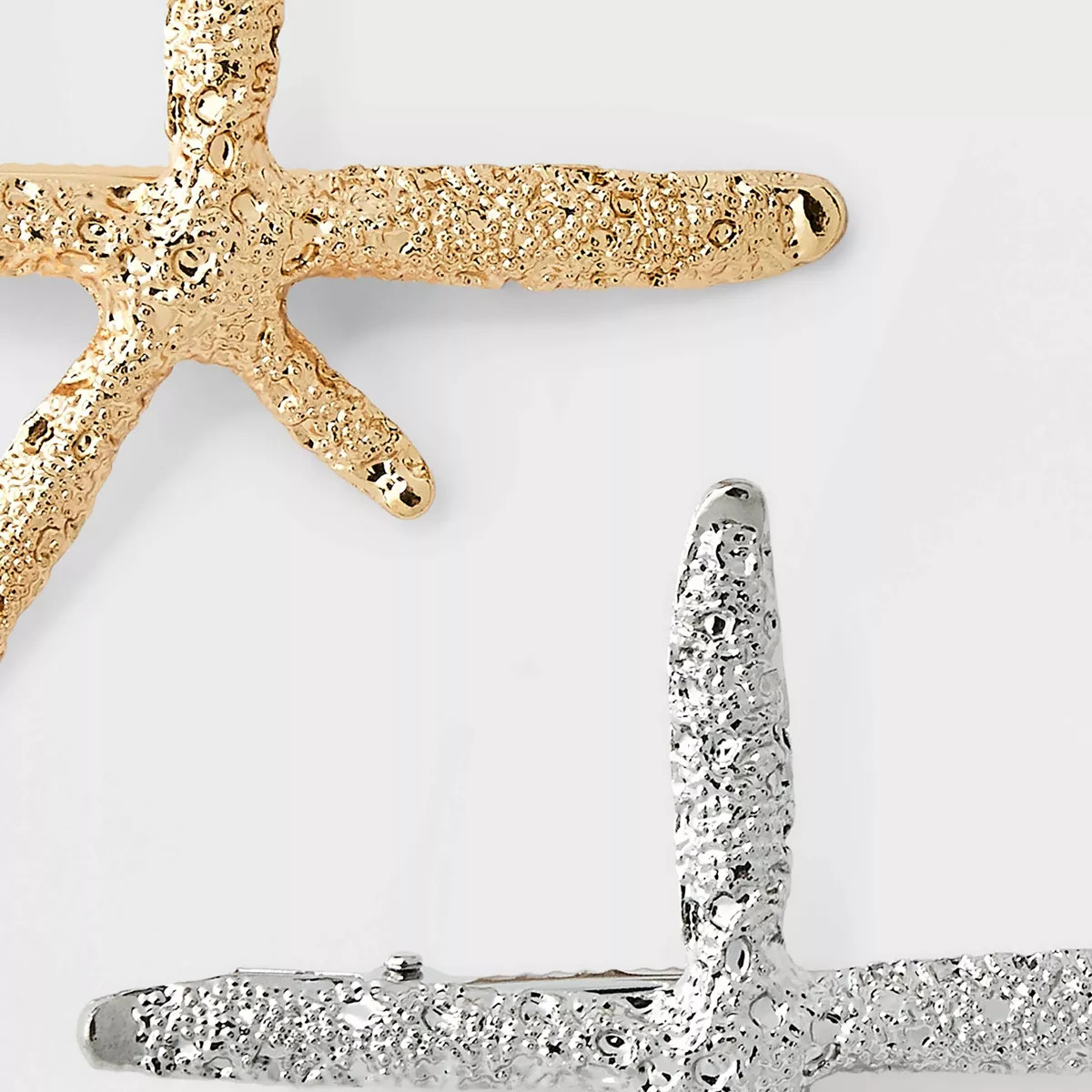 Metal Textured Starfish Hair Clip Set 2pc - A New Day™ Gold/Silver | Target