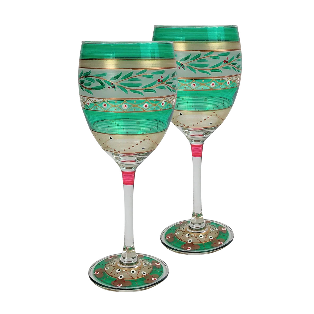 Mosaic Christmas 11oz Nahlia White Wine Glass (Set of 2) | Wayfair North America