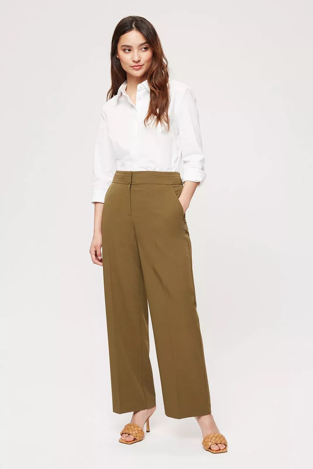 Buy Petite Khaki Naples Wide Leg Trouser for GBP 30.00 | Dorothy Perkins UK | Dorothy Perkins (UK)