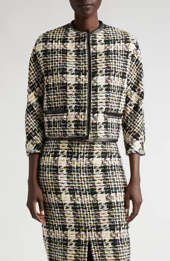 Leather & Zip Trim Tweed Cocoon Jacket | Nordstrom