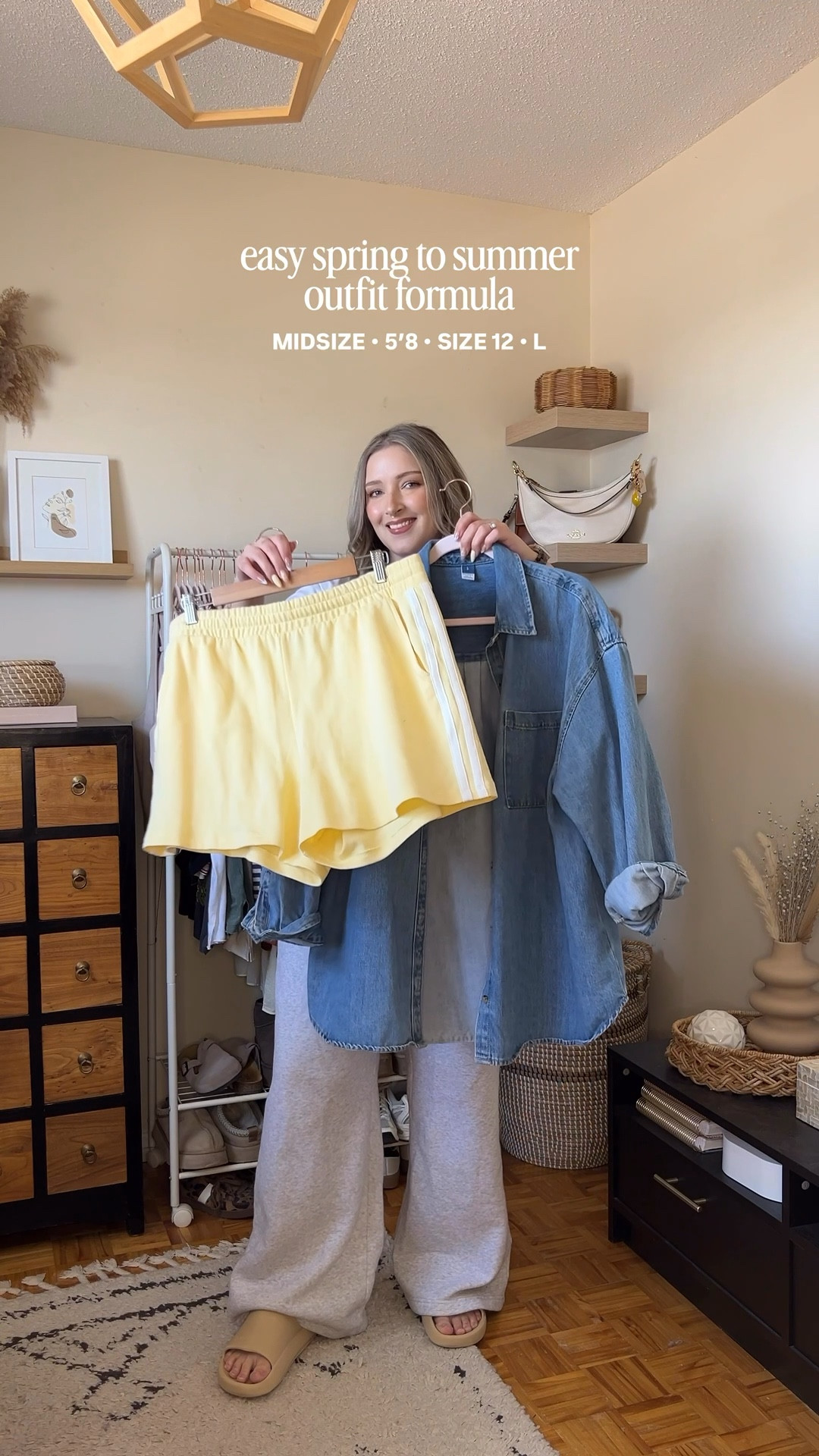 Comfy casual spring to summer outfit! Wearing my usual size L in both the denim shirt and butter yellow shorts. Canadian Old Navy links are under “similar products”. New Balance sneakers are so comfy for walking but run a little big, I’m a 9.5-10 and wear a 9.

#LTKsummer #LTKsale #LTKmidsize