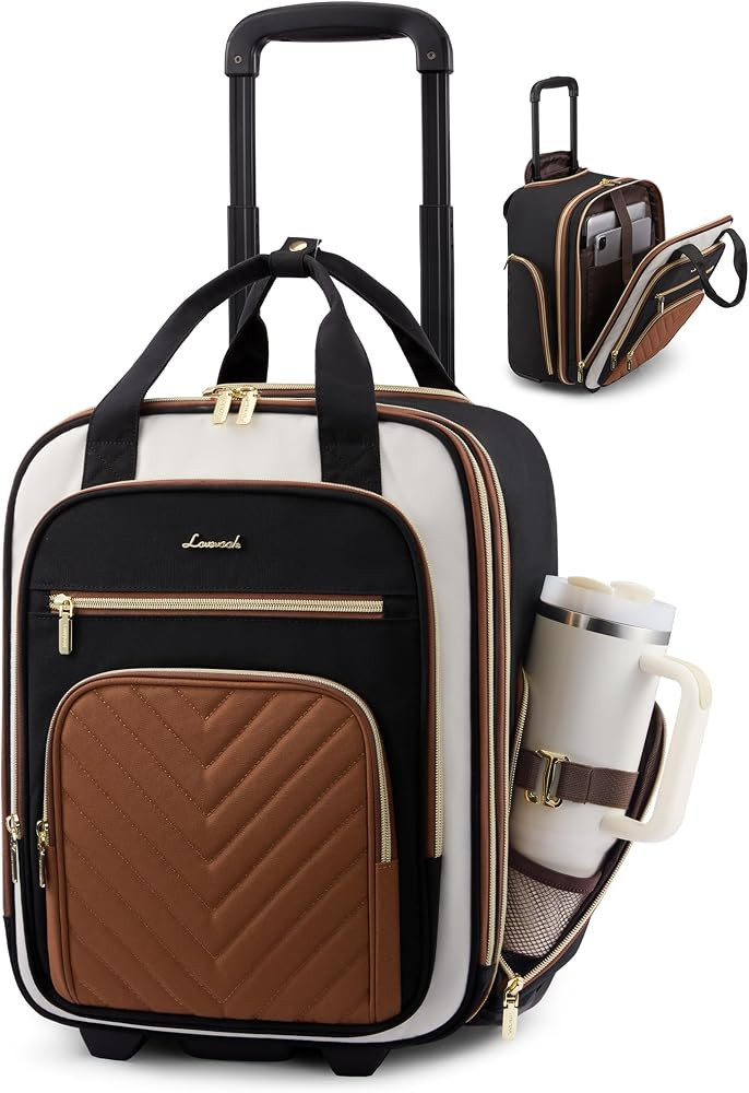 LOVEVOOK Underseat Carry On Luggage with Wheels, Stylish Under Seat Luggage with Giant Tumbler Ho... | Amazon (US)