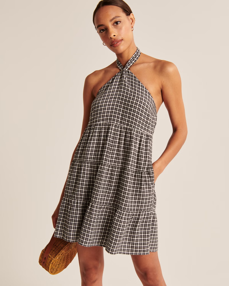 Halter Trapeze Tiered Mini Dress | Abercrombie & Fitch (US)