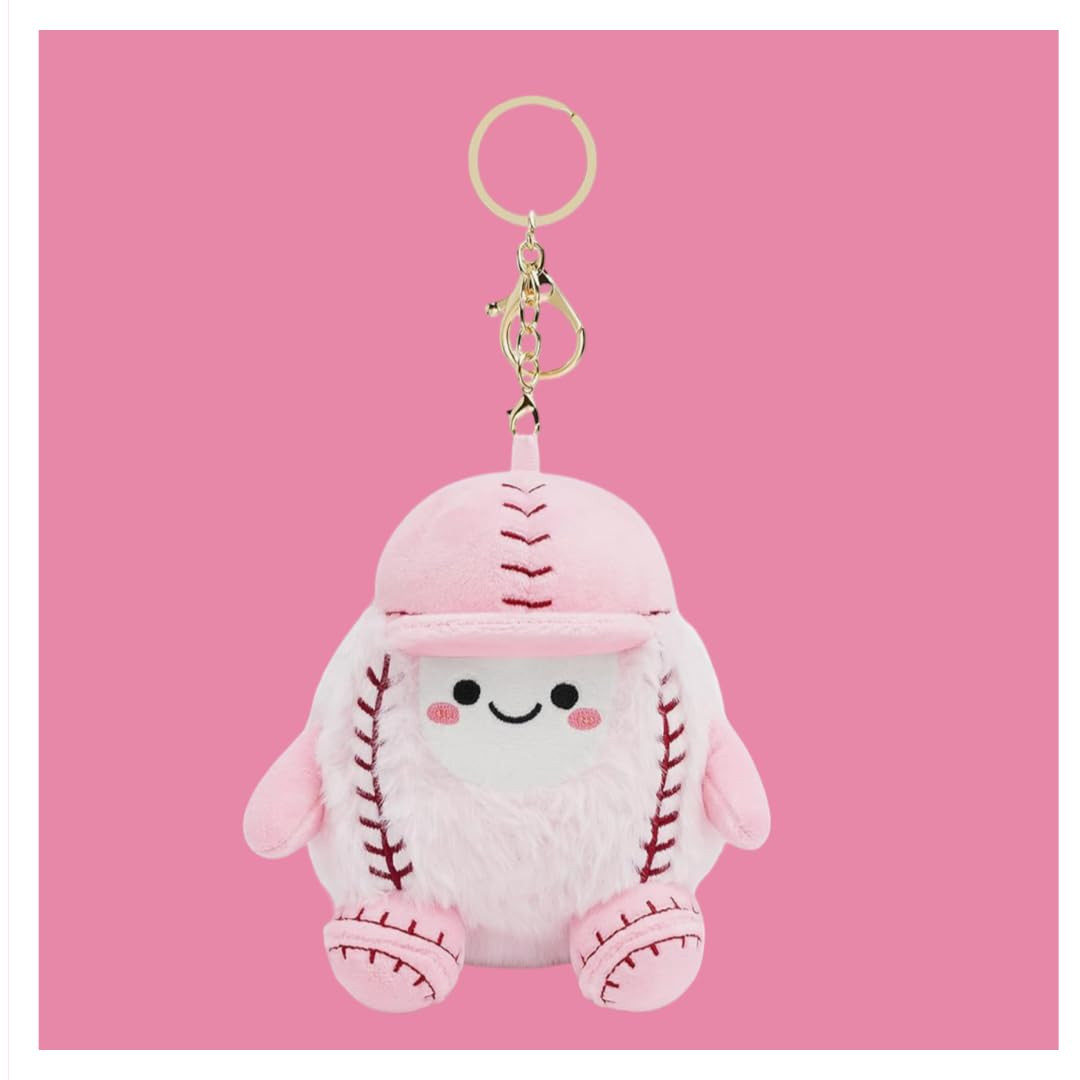 Stelle Cute Softball Plush Keychain for Backpack Kawaii Fuzzy Pink Bag Charm Soft Keychain Accessories Gifts for Girls | Amazon (US)