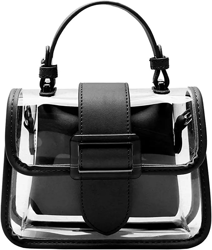 Women Small Clear Handbag, 2 in 1 Shoulder Crossbody Bag Purse with Chain Strap | Amazon (US)