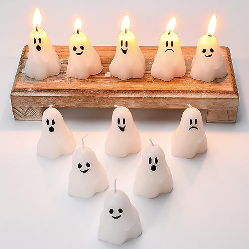 Jutom 20 Pcs Halloween Ghost Candles 1.6"x 1.8" Mini Spooky Candles Bulk | Amazon (US)