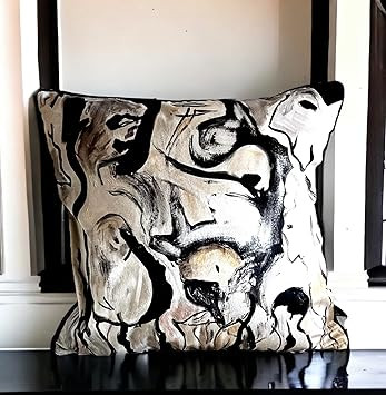 Vanderbeek Designs Art Inspired Decorative Pillow Cover (18x18, Black Squiggle) | Amazon (US)