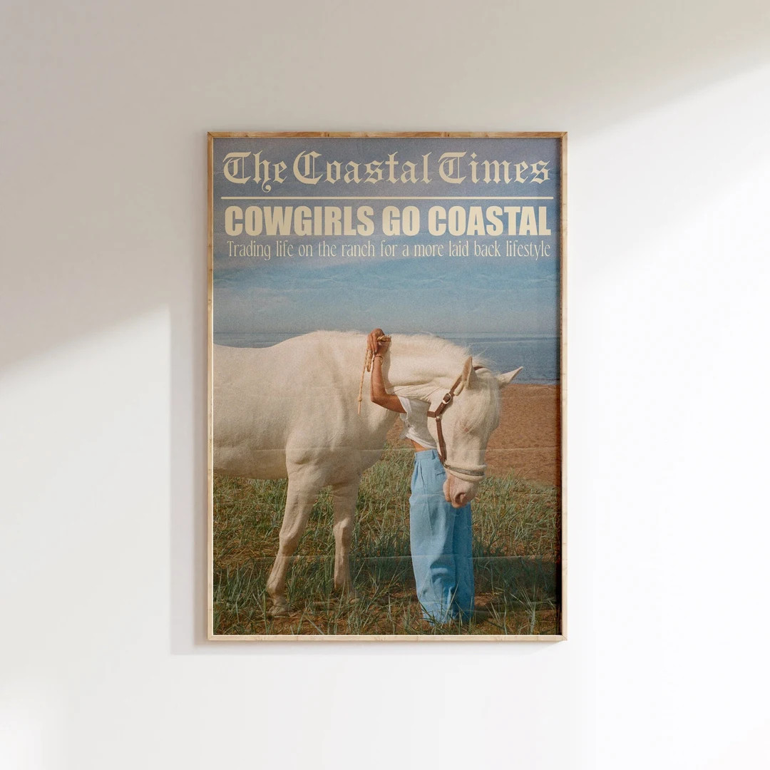 Coastal Cowgirl Decor Newspaper Print Western Wall Art Newspaper Poster Digital Print Coastal Cow... | Etsy (US)