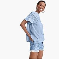 Eyelet babydoll top with flutter sleeves | J.Crew US