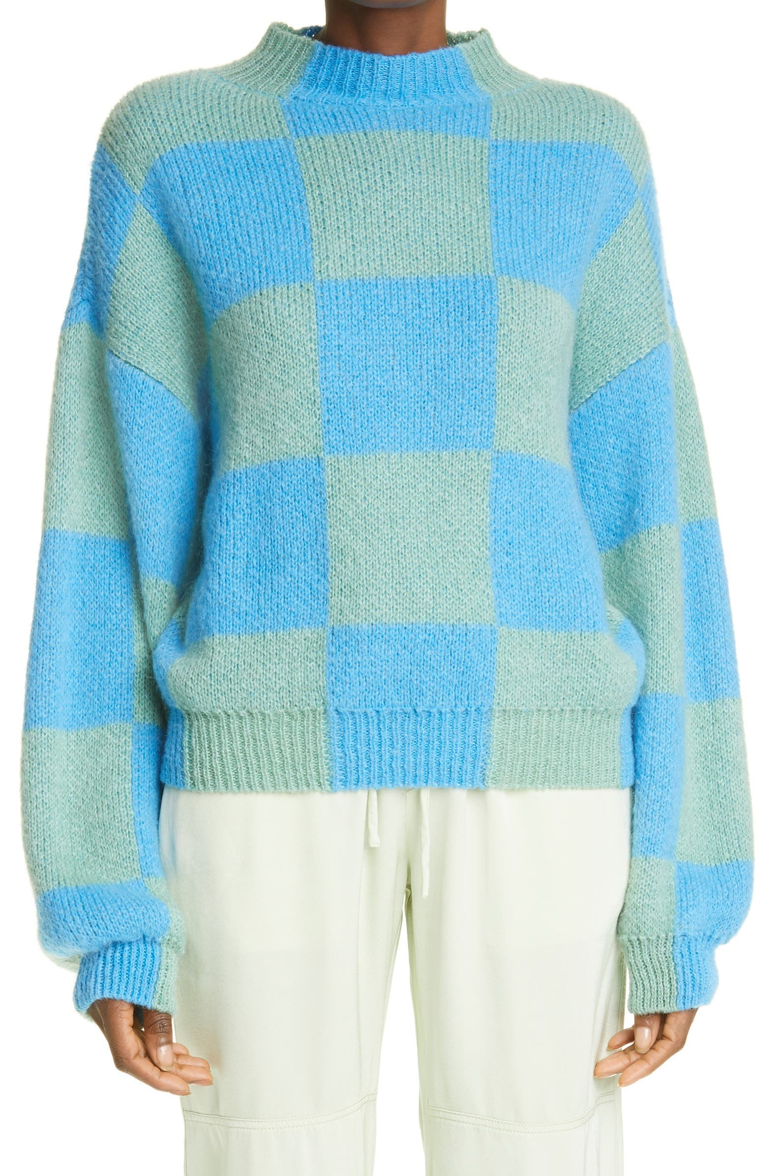 Stine Goya Adonis Checkerboard Balloon Sleeve Sweater | Nordstrom | Nordstrom