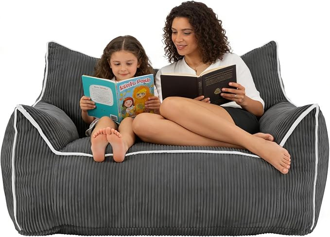 MOJAY Giant Bean Bag Chair, Oversized Plush Fluffy Lounge Chair with Filling, Comfy Stuffed Sofa ... | Amazon (US)