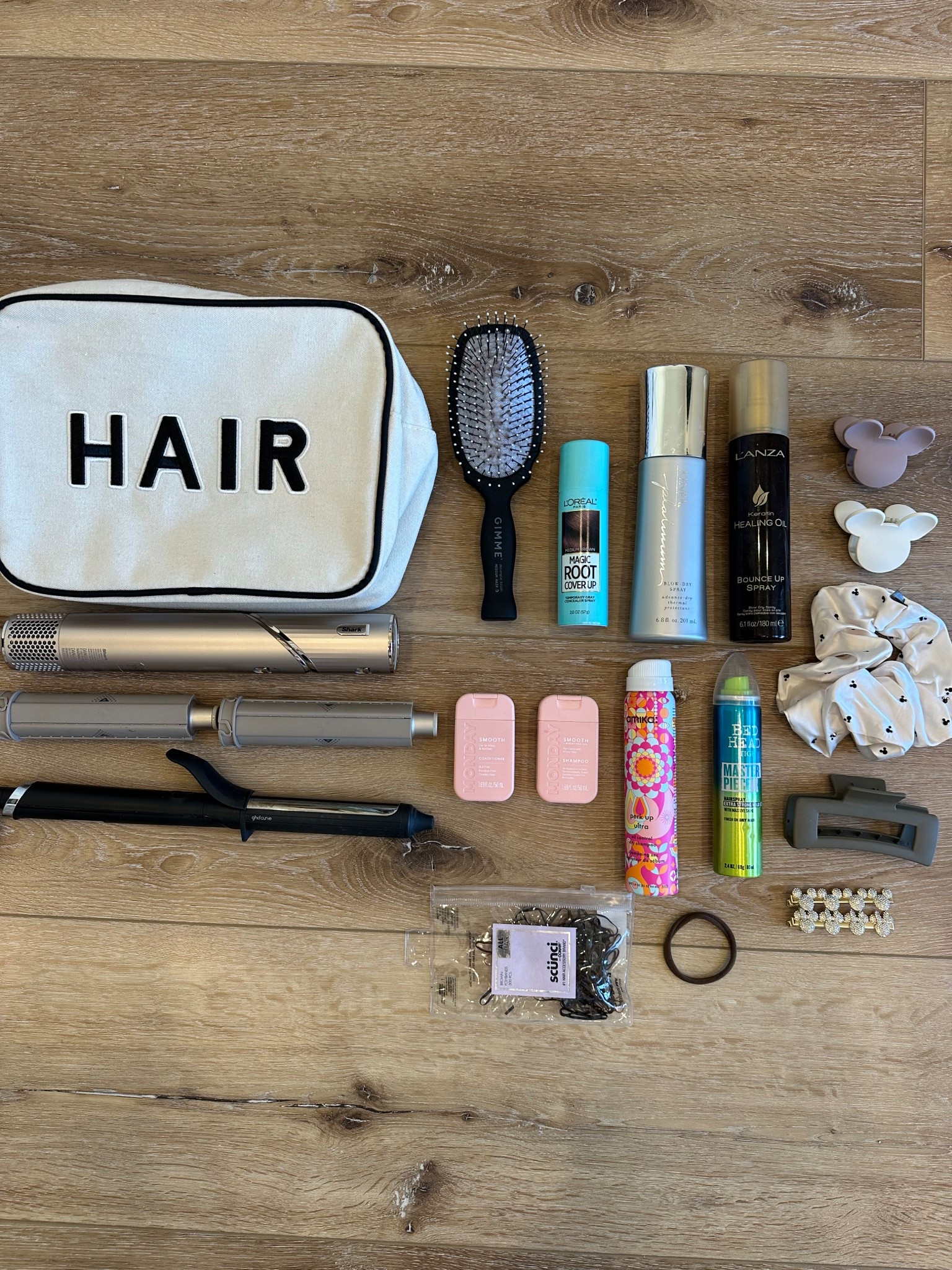 Travel hair bag essentials 