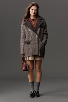 NVLT Chevron Knit Double-Breasted Blazer | Anthropologie (US)