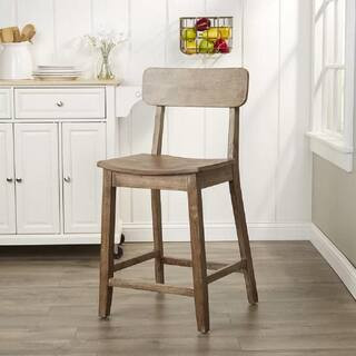 Boraam Torino 39 in. H Barnwood Wire - Brush Open Back Wood 24 in. Bar Stool with Wood Seat 76724... | The Home Depot