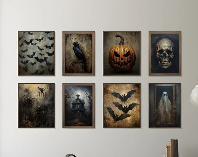 Vintage Halloween Print Set: Ghosts, Skeletons, Raven (digital Download) - Etsy | Etsy (US)
