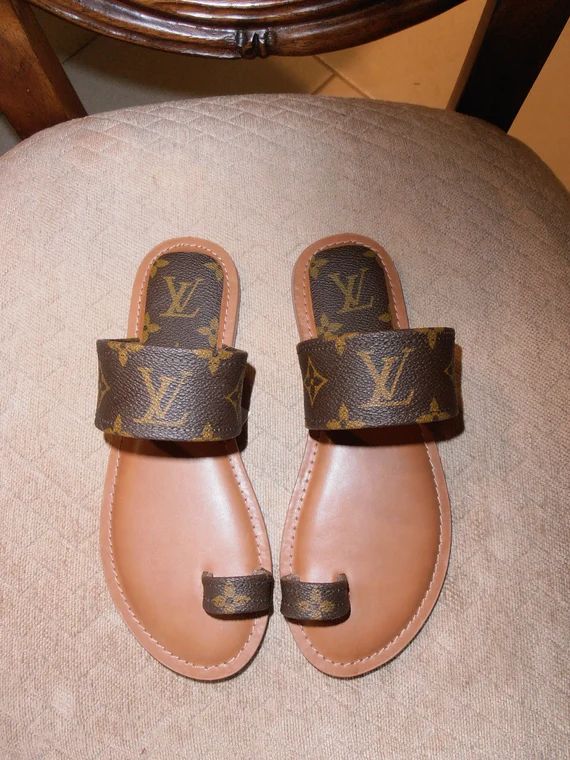 Sandals handmade from 100% authentic upcycled Monogram canvas. | Etsy (US)