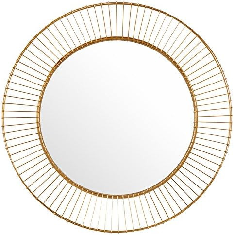 Amazon Brand – Rivet Modern Round Iron Circle Metal Hanging Wall Mirror, 27.75" Diameter, Gold ... | Amazon (US)