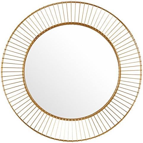 Amazon Brand – Rivet Modern Round Iron Circle Metal Hanging Wall Mirror, 27.75" Diameter, Gold ... | Amazon (US)