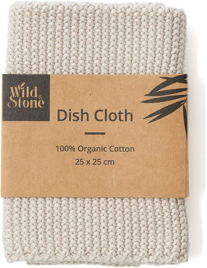 Wild & Stone | Organic Cotton Dish Cloth | Eco-Friendly Kitchen Cloth | Biodegradable & Compostab... | Amazon (UK)