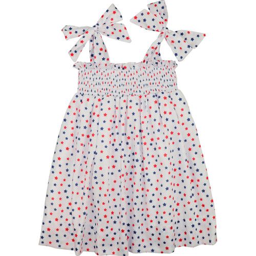 Red And Blue Stars Smocked Dress | Cecil and Lou