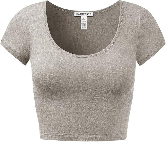 Women's Cotton Basic Scoop Neck Crop Tops Short Sleeve Tops | Amazon (US)