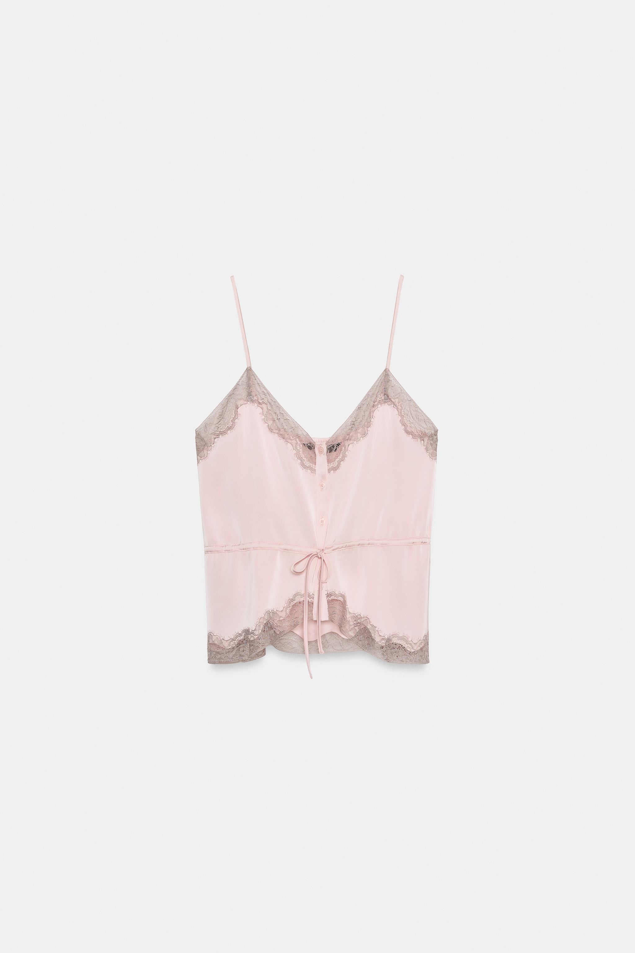SATIN EFFECT LACE TOP | Zara US