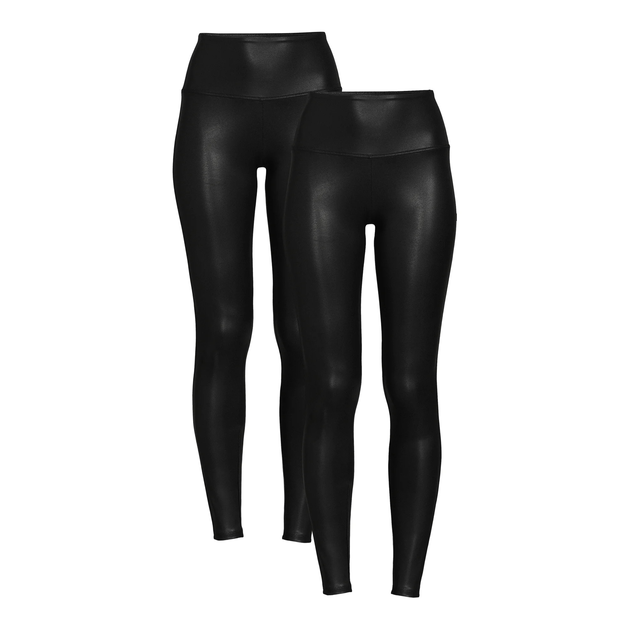 Time and Tru Women's High Rise Ankle Length Faux Leather Leggings, 28" Inseam, 2-Pack, Sizes XS-X... | Walmart (US)