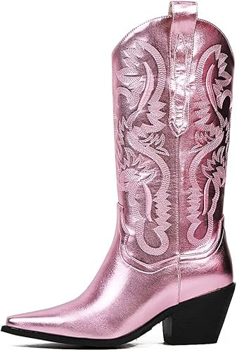 Erocalli Women's Cowgirl Boots Cowboy Boots Vintage Pointed Toe Chunky High Heel Pull On Western ... | Amazon (US)