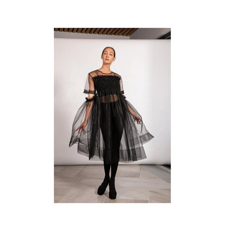 Black Tulle Dress, Sheer Party Dress, Tulle Cocktail Dress, Villanelle Dress, See Through Black D... | Etsy (US)