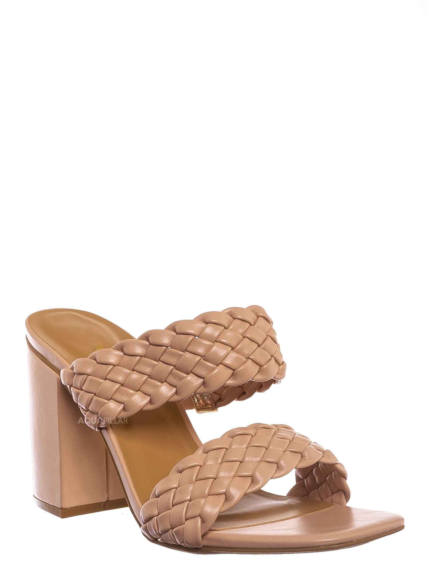 Block Heel Braided Mule, Women Puffy Slide Sandal | Walmart (US)