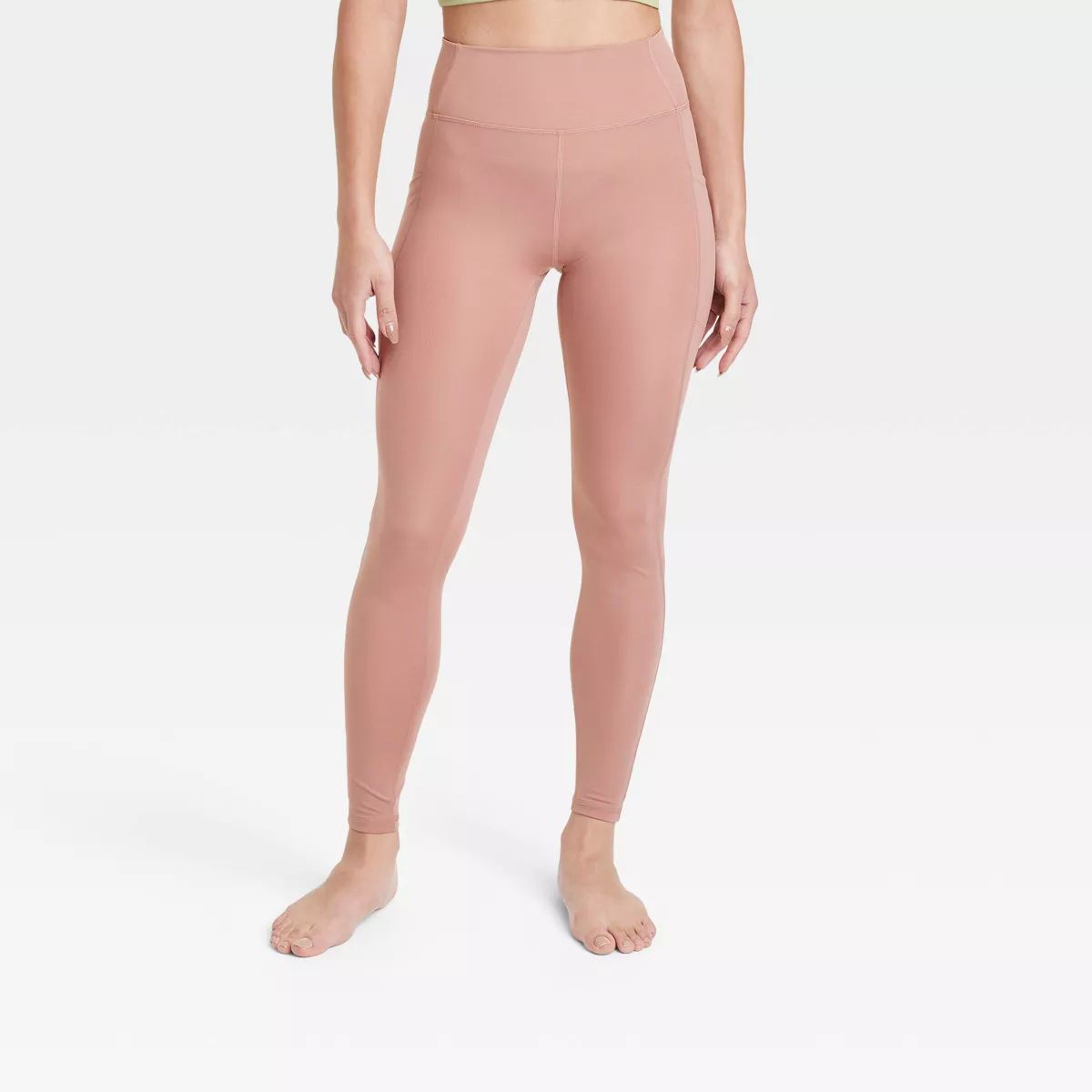 Women's Brushed Sculpt High-Rise Pocketed Leggings 28" - All In Motion™ Clay Pink M | Target