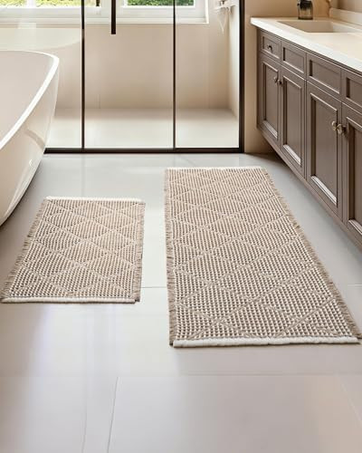 Waffle Bath Mat Set, Non Slip Bathroom Rugs Sets 2 Piece, Ultra Absorbent Long Bath Rug Runner fo... | Amazon (US)