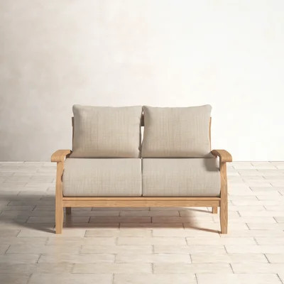 Summerton 54.25" Wide Outdoor Teak Loveseat with Cushions | Wayfair North America