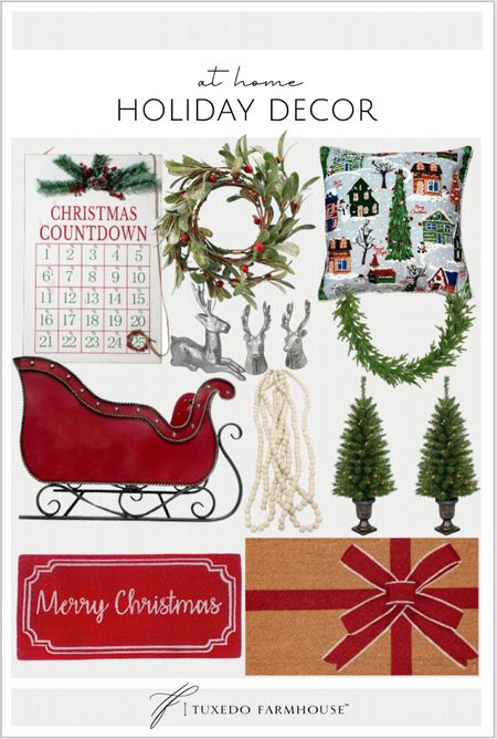 Holiday decor from At Home! 

Sleigh, door mat, front porch, pillow, Christmas trees, wreath, winter, home decor, living room, kitchen, gift guide 

#LTKSeasonal #LTKHoliday #LTKhome