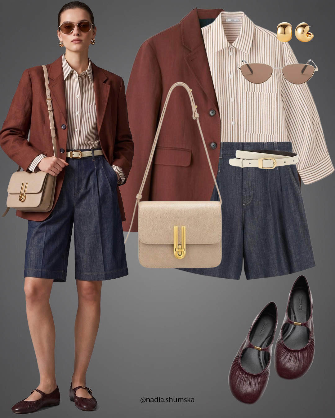 Summer look with shirt/ bermuda shorts/ blazer #summerlooks #summeroutfits #trendyoutfit #stylishlook
 

 #LTKootd