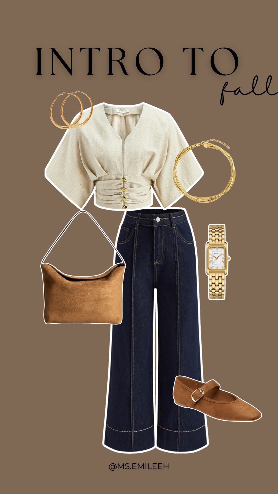 Kimono sleeve button top available in a selection of beautiful transitional to fall colors • Fall Outfit | Wide Leg Jeans + Ballet Flats + Gold Accessories | classic watch 🍂
Style 


This neutral fall outfit is perfect for teachers, weekend brunch, or casual office days. I paired dark wash wide-leg jeans with a cream statement kimono blouse, brown suede Mary Jane shoes, a viral camel shoulder bag, and gold jewelry for a timeless and polished look. This fall transition outfit works for warm September days and layers easily for cooler weather.


fall teacher outfits • casual fall outfit ideas • wide leg jeans fall outfit • neutral fall outfit • fall fashion 2025 • ballet flats outfit • fall transition outfit • capsule wardrobe fall

#fallteacheroutfits #fallfashion2025 #falloutfitideas #LTKfall #neutralfalloutfit #casualfallstyle #widelegjeans #falltransitionstyle #balletflatsoutfit #LTKworkwear #fallcapsulewardrobe


#LTKStyleTip #LTKSeasonal #LTKFindsUnder50
