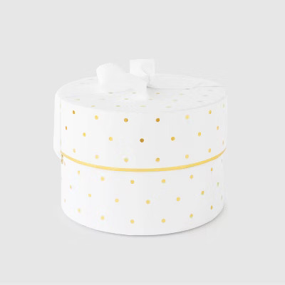 Small Round Swiss Dot Gift Box White/Gold - Sugar Paper™ | Target