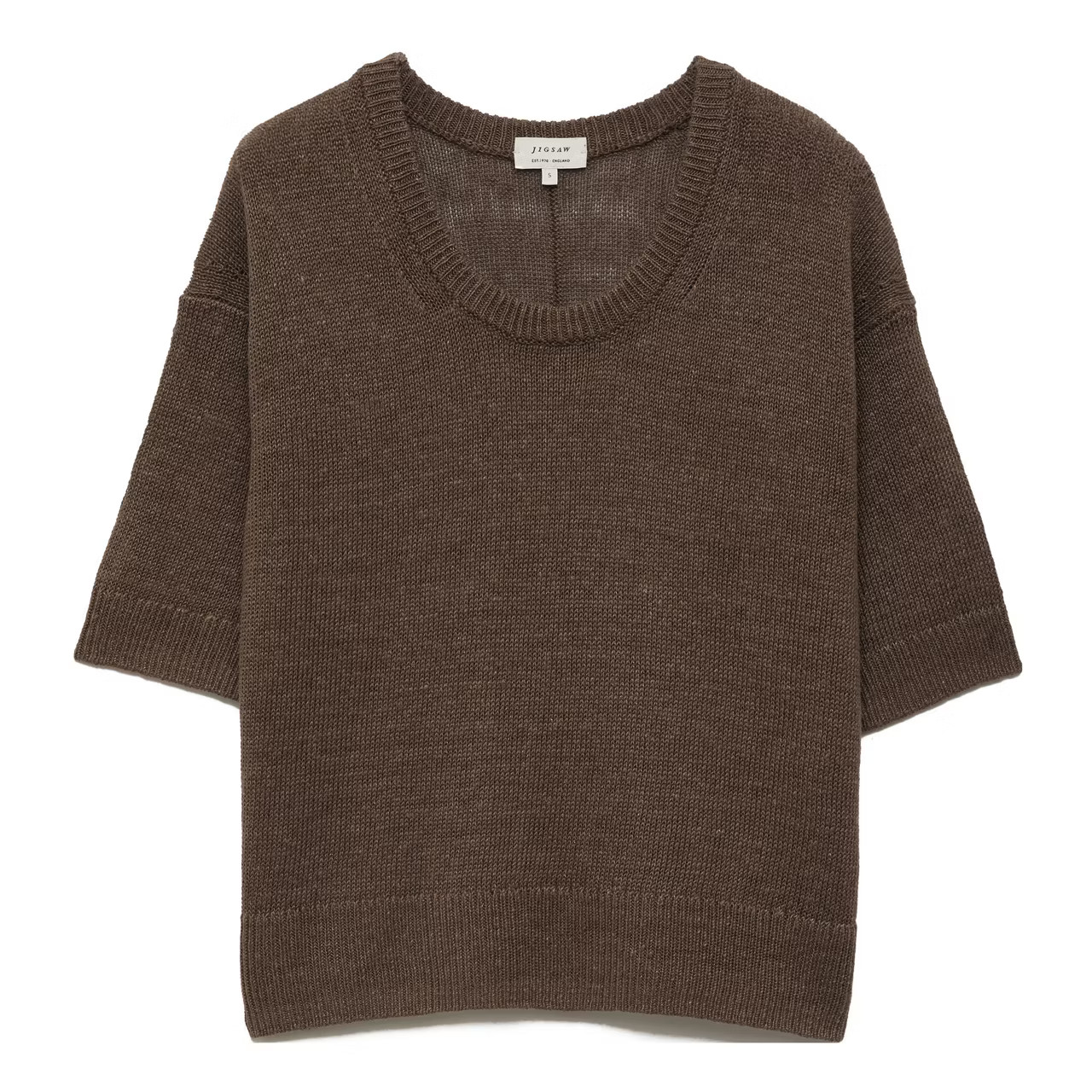 JIGSAW Knit Linen T-Shirt Brown | Arnotts