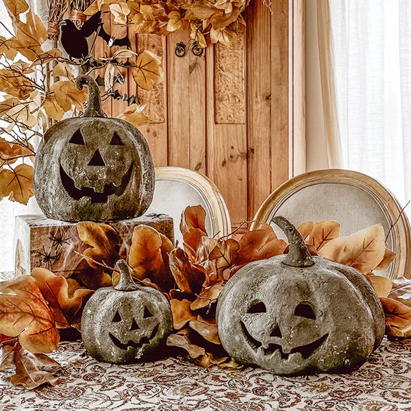 Terracotta Inspired Outdoor Jack-o-lanterns, Set of 3 - Decor Steals | Decor Steals