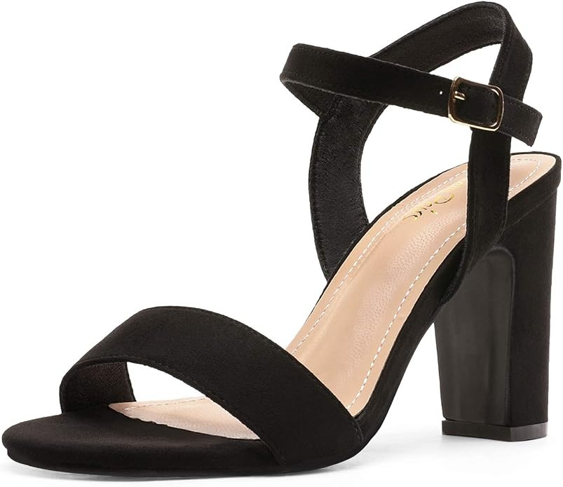 DREAM PAIRS Women's Open Toe Ankle Strap High Chunky Heel Sandals | Amazon (US)