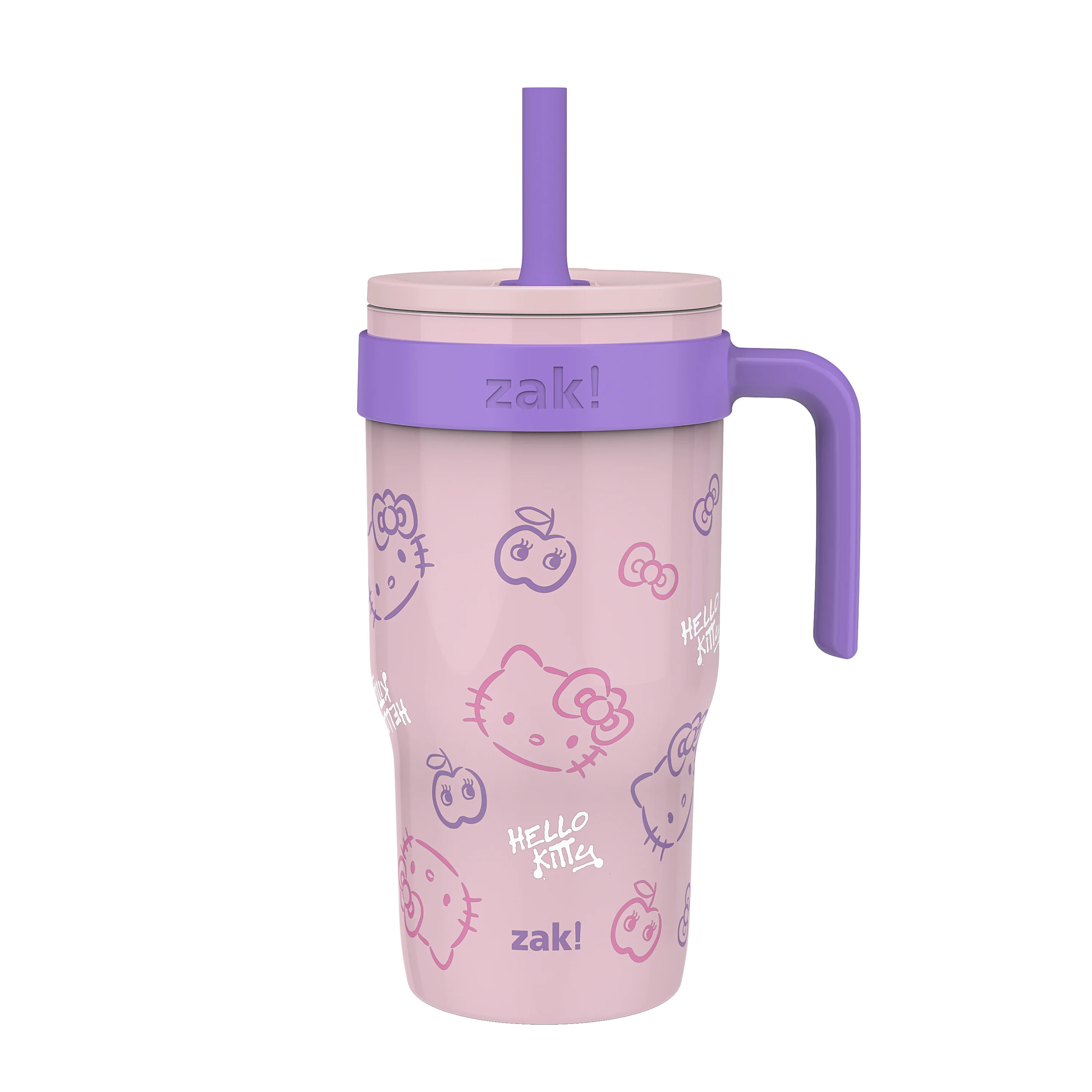 Zak Designs 18oz Hello Kitty Kids Straw Handle Tumbler, Stainless Steel Vacuum Insulated Cruiser ... | Walmart (US)