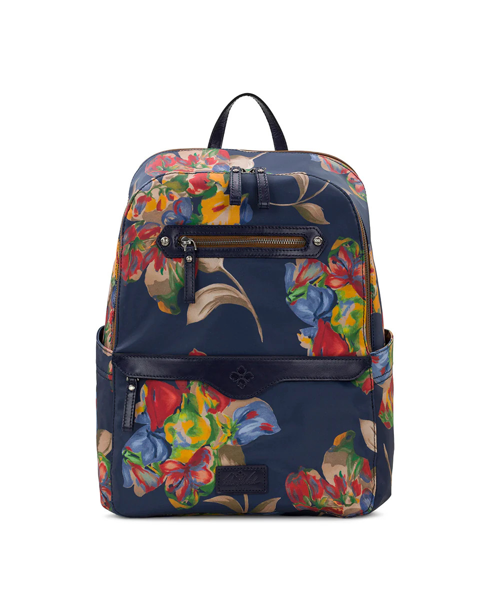 Karina Backpack 
          Patina Coated Linen Canvas Le Fleur | Patricia Nash Designs