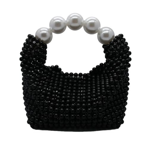 DJBM Women Pearl Clutch Purse Handmade Beaded Evening Handbag Acrylic Pearl Tote Bag Bride Purse for Party Wedding, Black | Amazon (US)