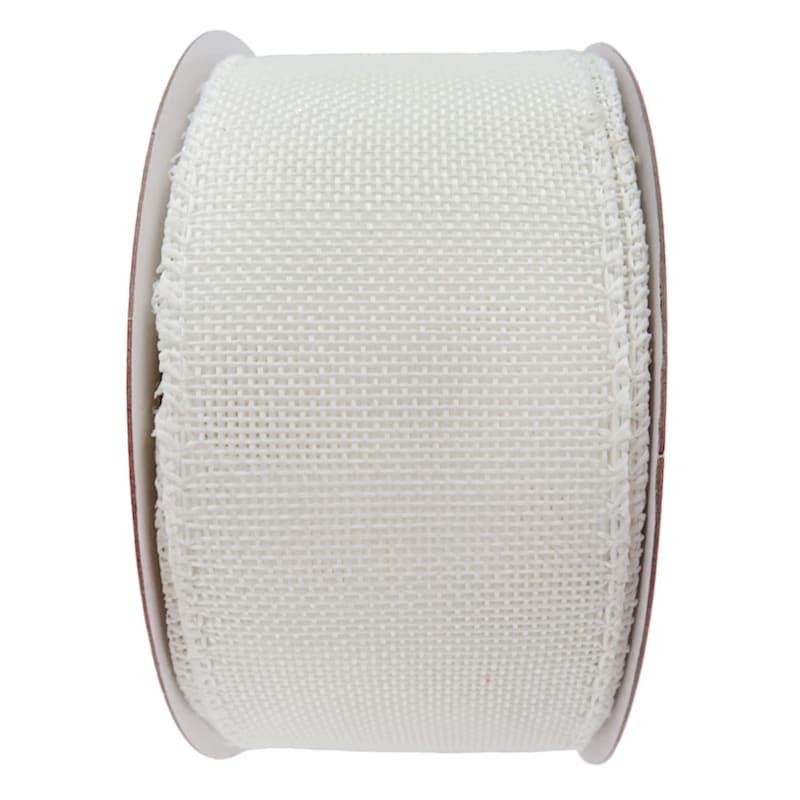2.5" White Burlap Ribbon, 15yd | At Home