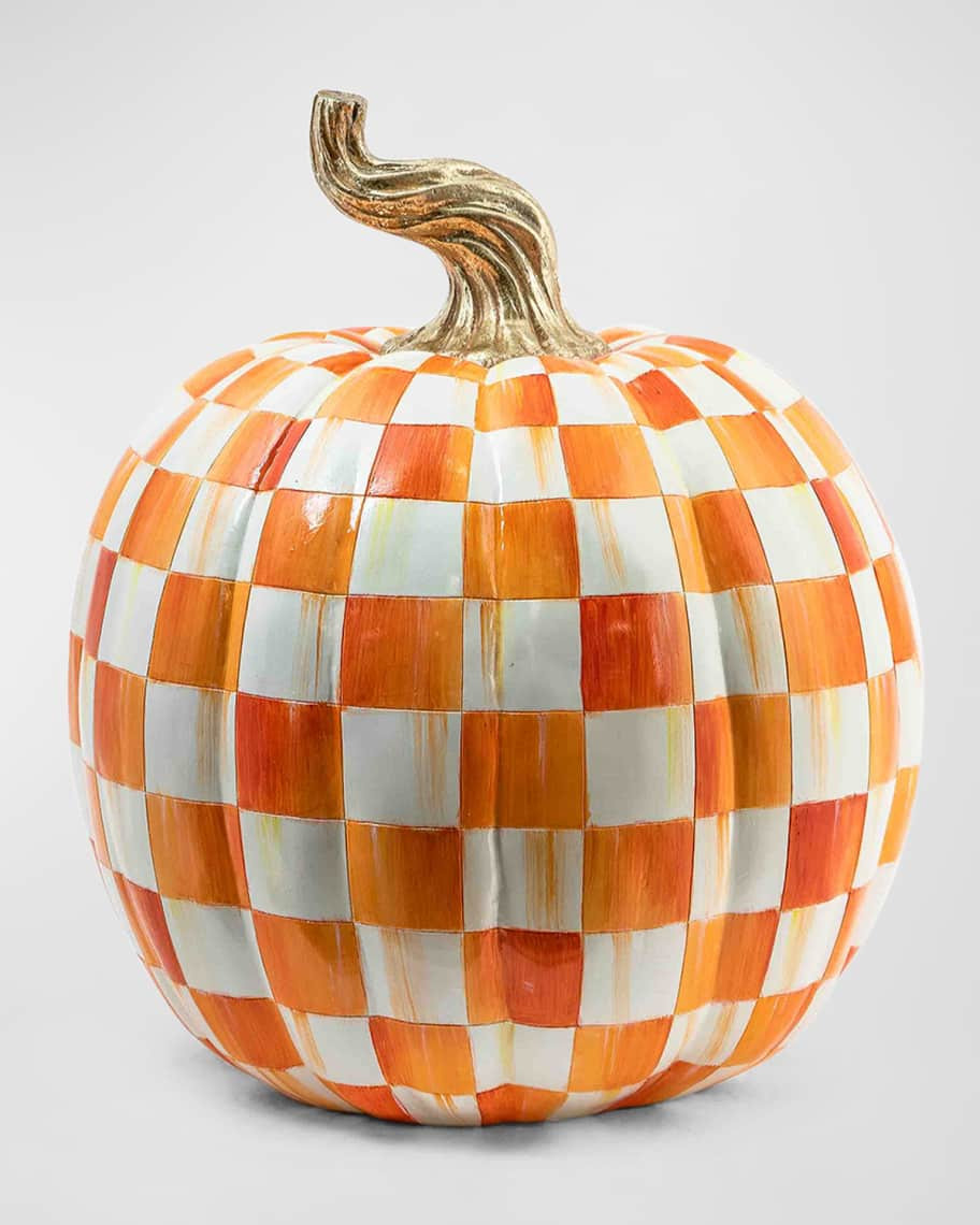 MacKenzie-Childs Orange Check Pumpkin, Large | Neiman Marcus