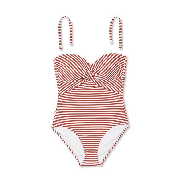 Women's Twist Bandeau Medium Coverage One Piece Swimsuit - Kona Sol™ Currant | Target