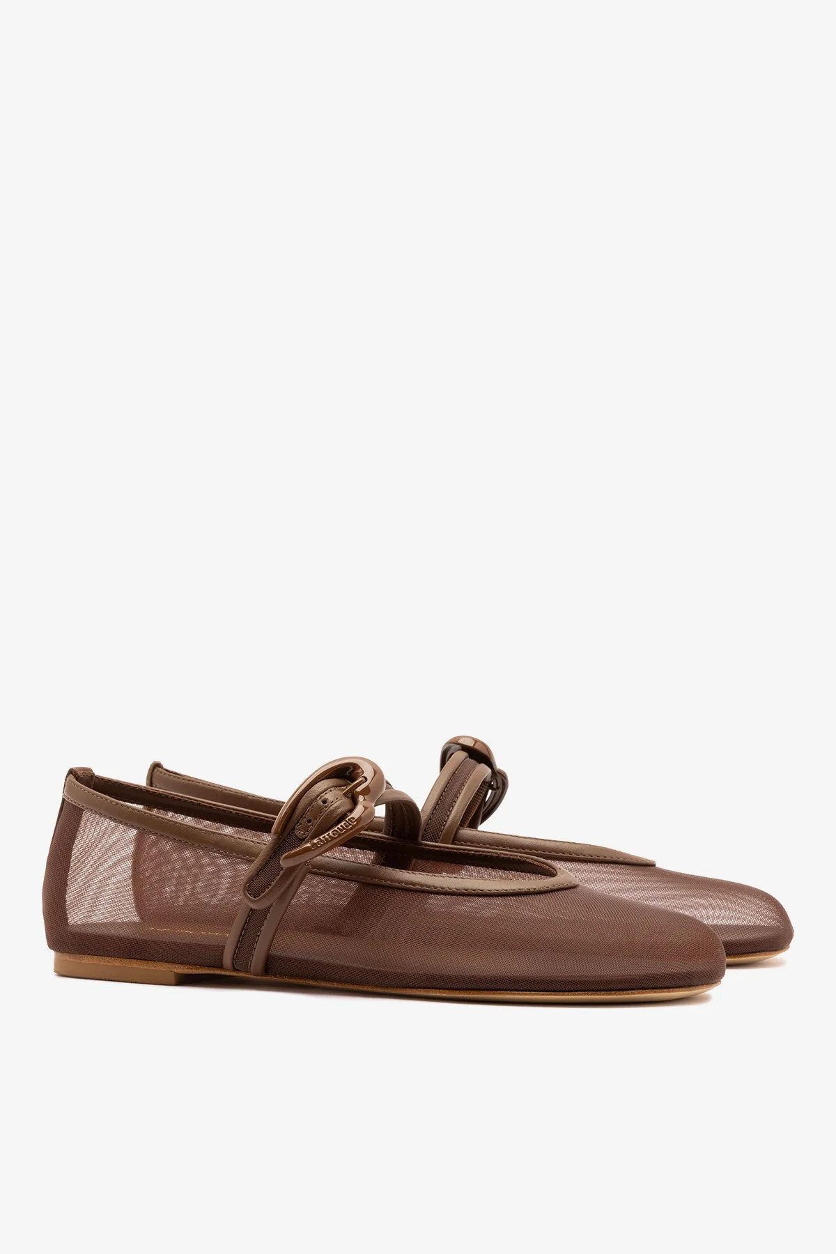 Verona Mesh Ballet Flat Burnt Umber Leather | Larroude