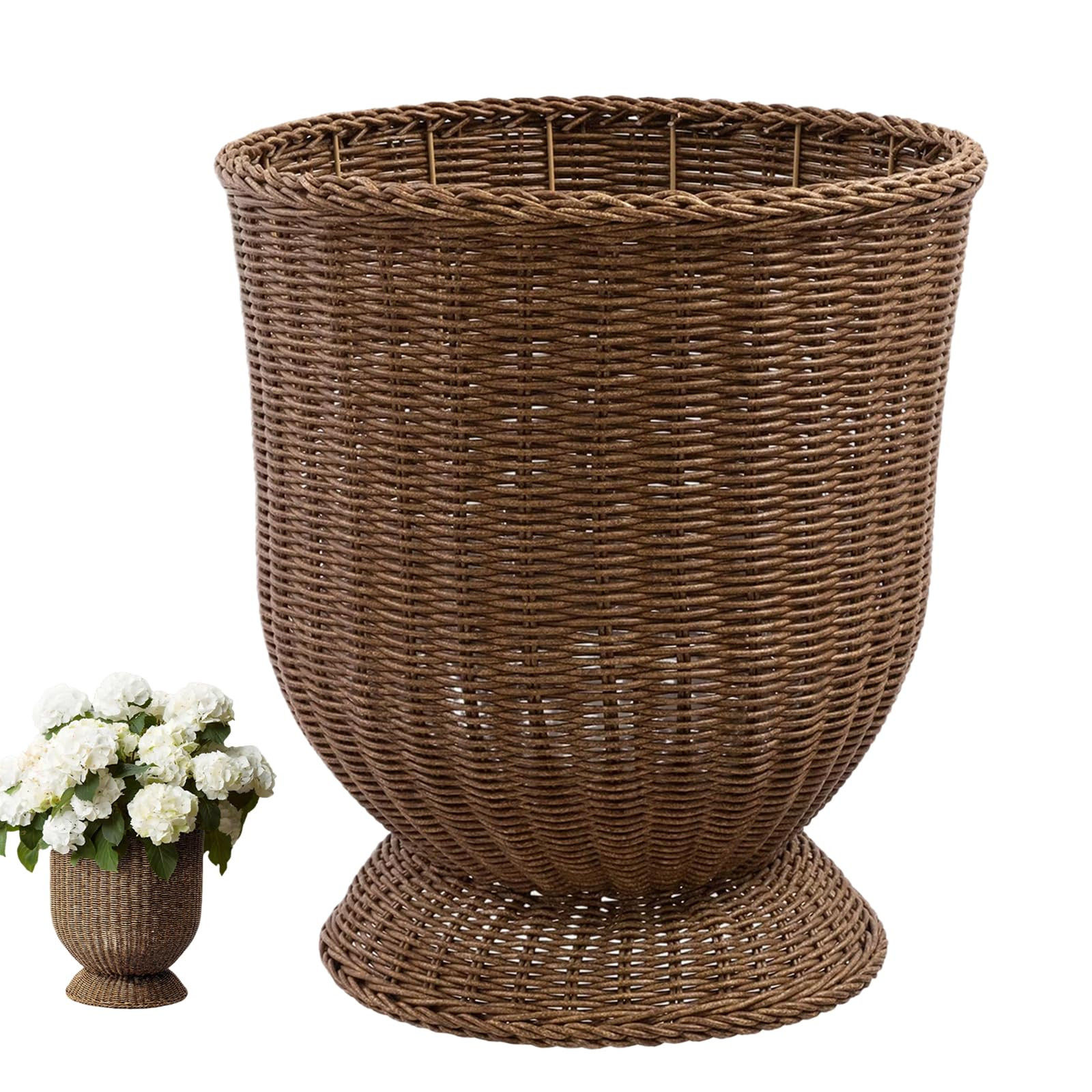 14 Inch Handwoven Boho Wicker Basket,Woven Decorative Storage Basket and Planter for Porch Patio ... | Amazon (US)
