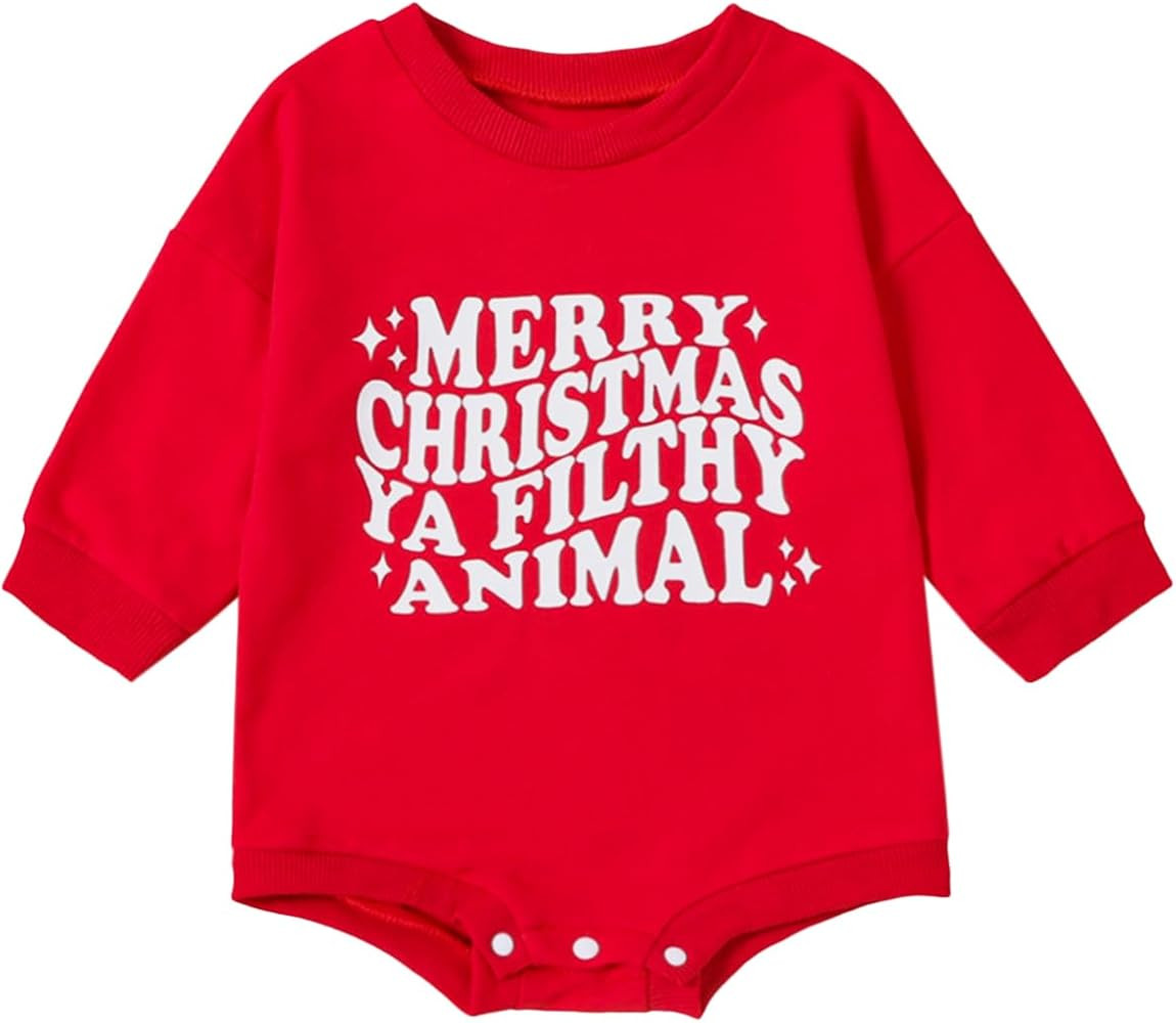 Amiblvowa Unisex Baby Girl Boy Christmas Outfit Long Sleeve Oversized Crewneck Sweatshirt Onesie ... | Amazon (US)