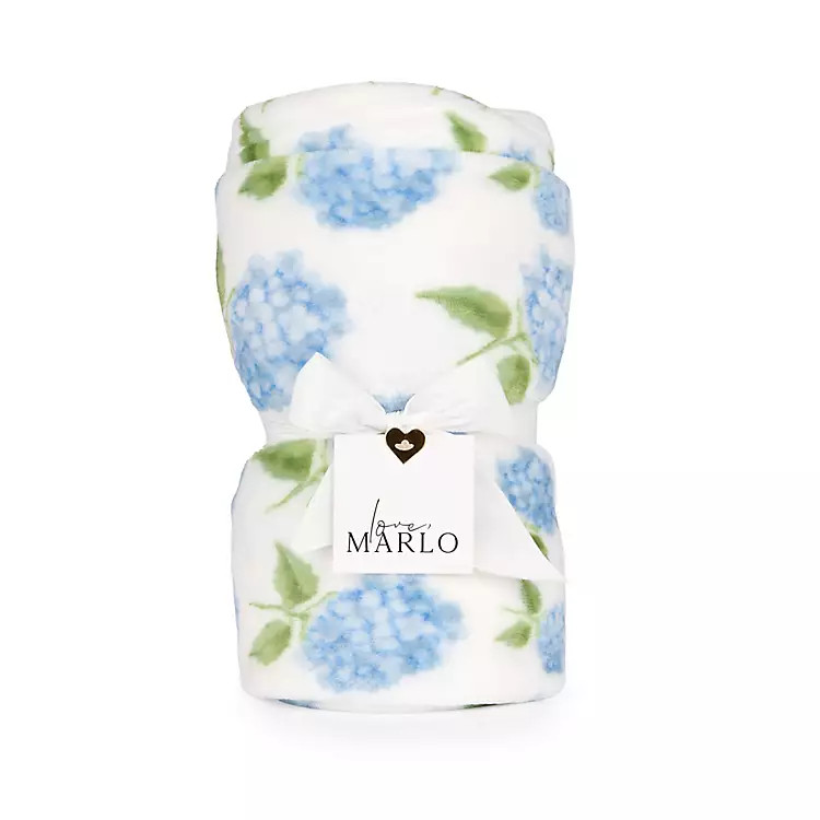 New! Blue Hydrangeas Plush Throw | Kirklands